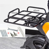 PK-RACK3: Metal rack with guardrail for food delivery box to fix scooter with small backseat, Inner size: 43*43cm