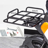 PK-RACK4: Metal rack with guardrail for food delivery box to fix scooter with small backseat, Inner size: 50*50cm